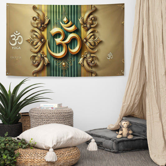 Golden OM symbol flag
