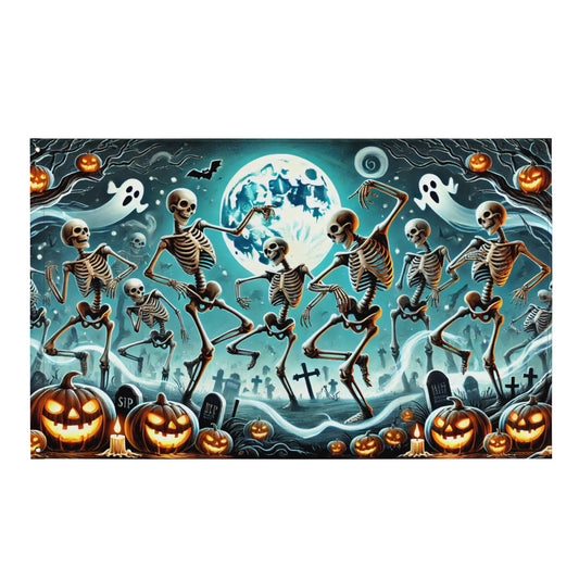 HALLOWEEN skeletons flag