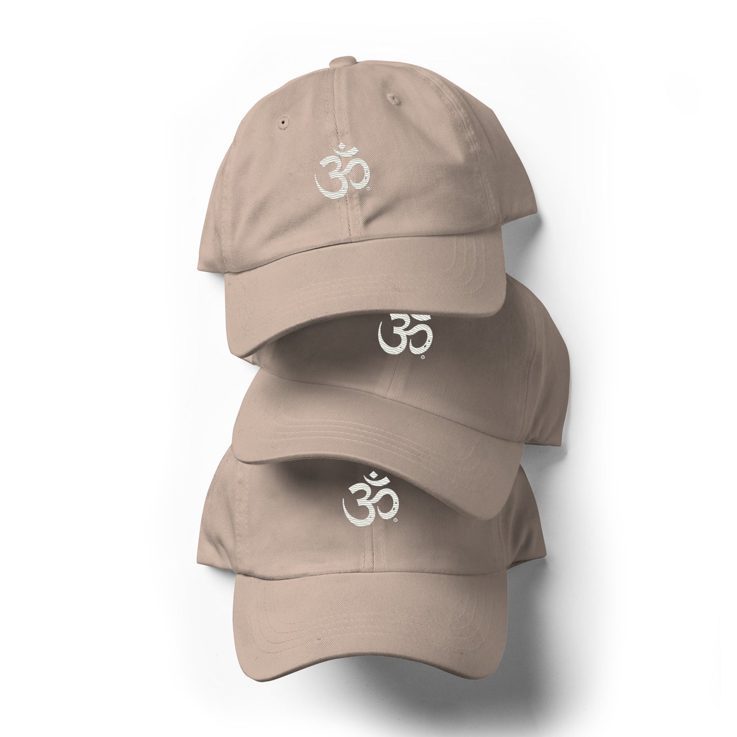 White OM symbol cap