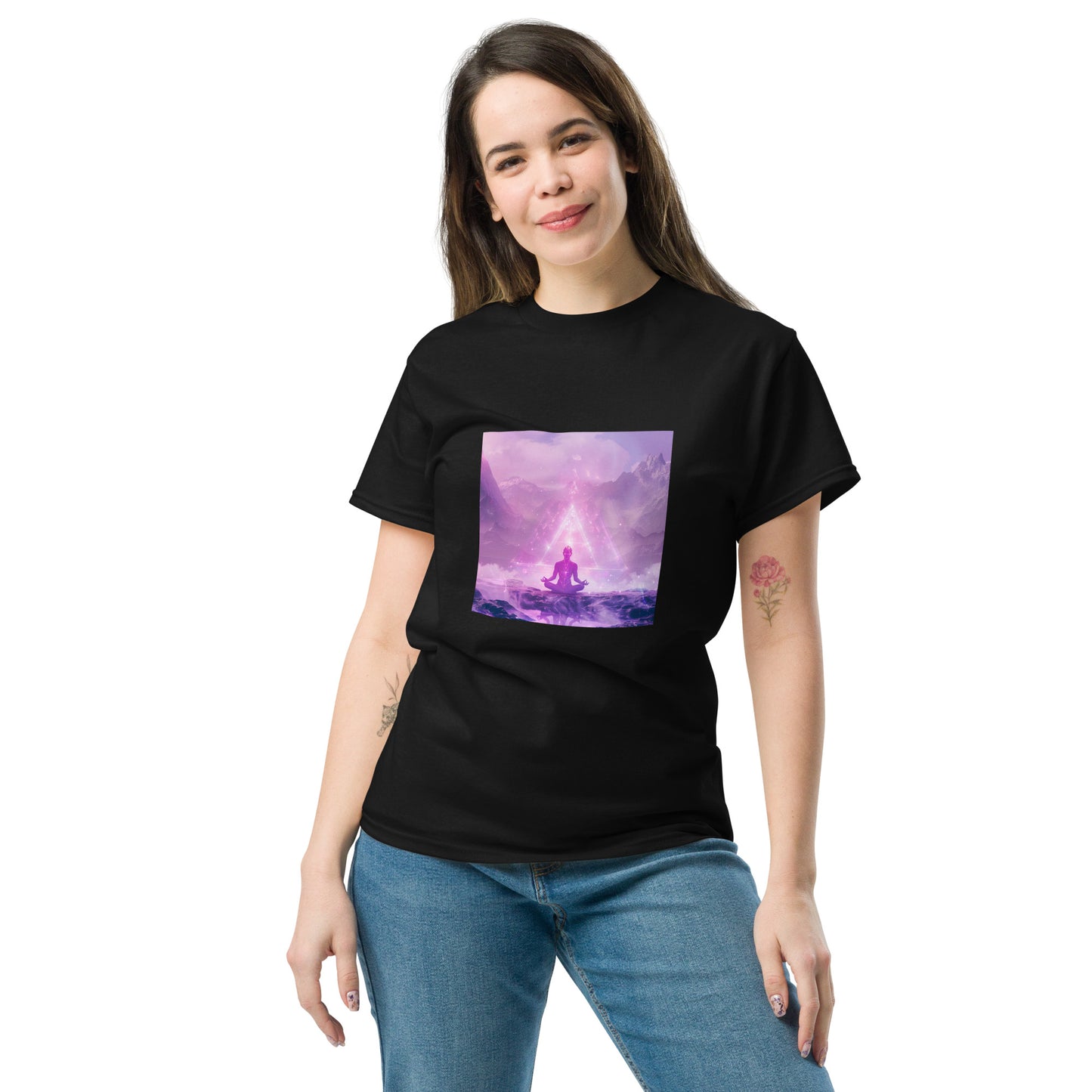 Classic unisex t-shirt purple meditation