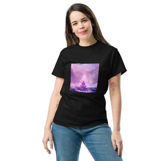 Classic unisex t-shirt purple meditation