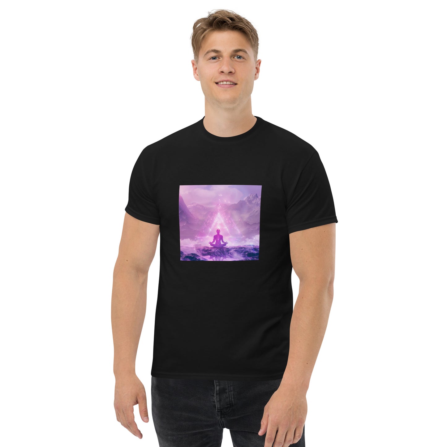 Classic unisex t-shirt purple meditation