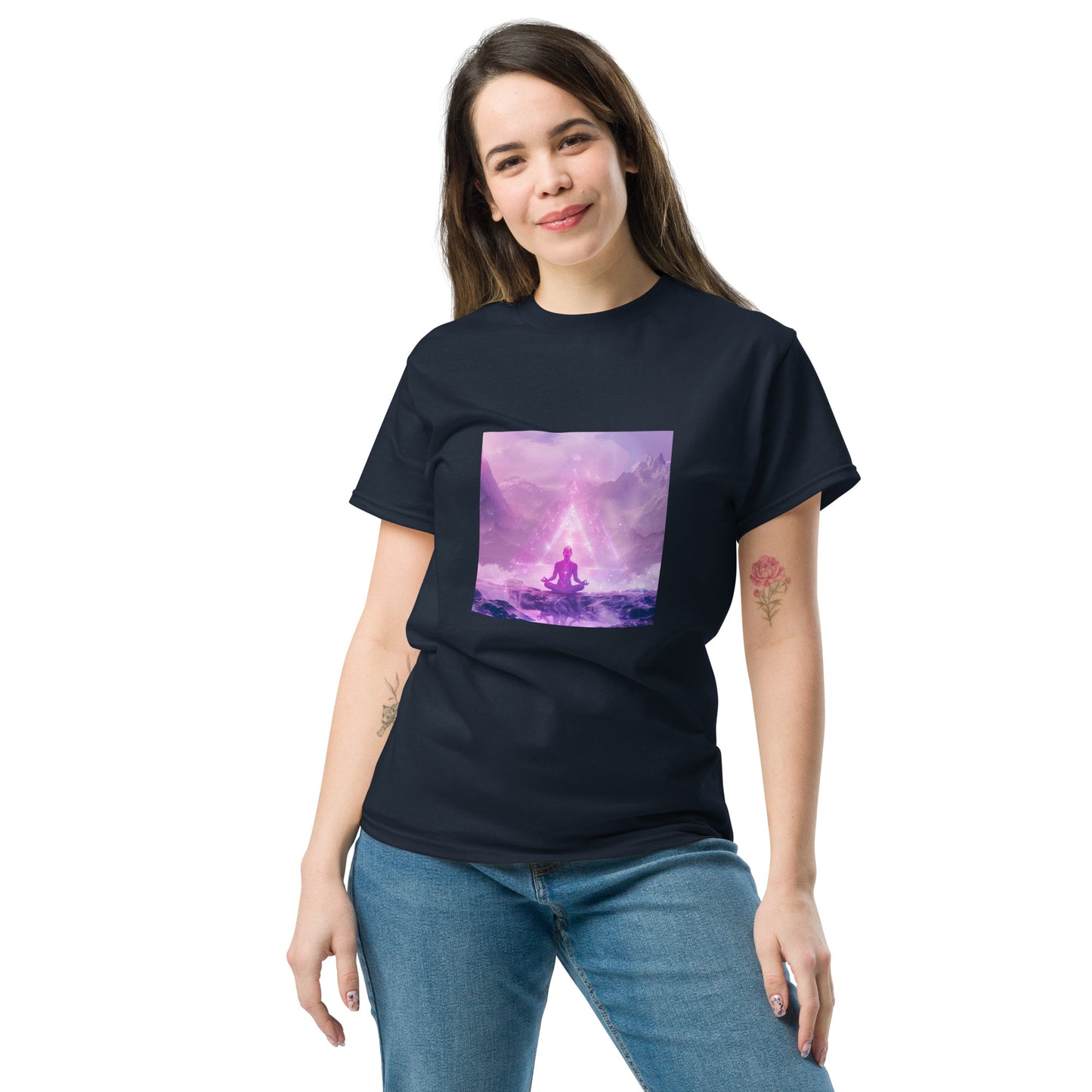 Classic unisex t-shirt purple meditation