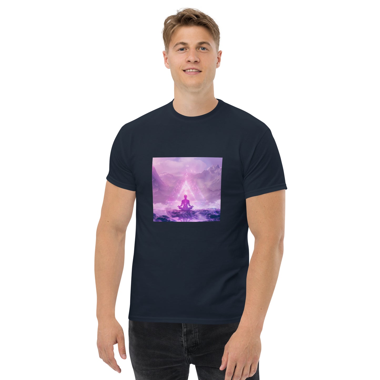 Classic unisex t-shirt purple meditation