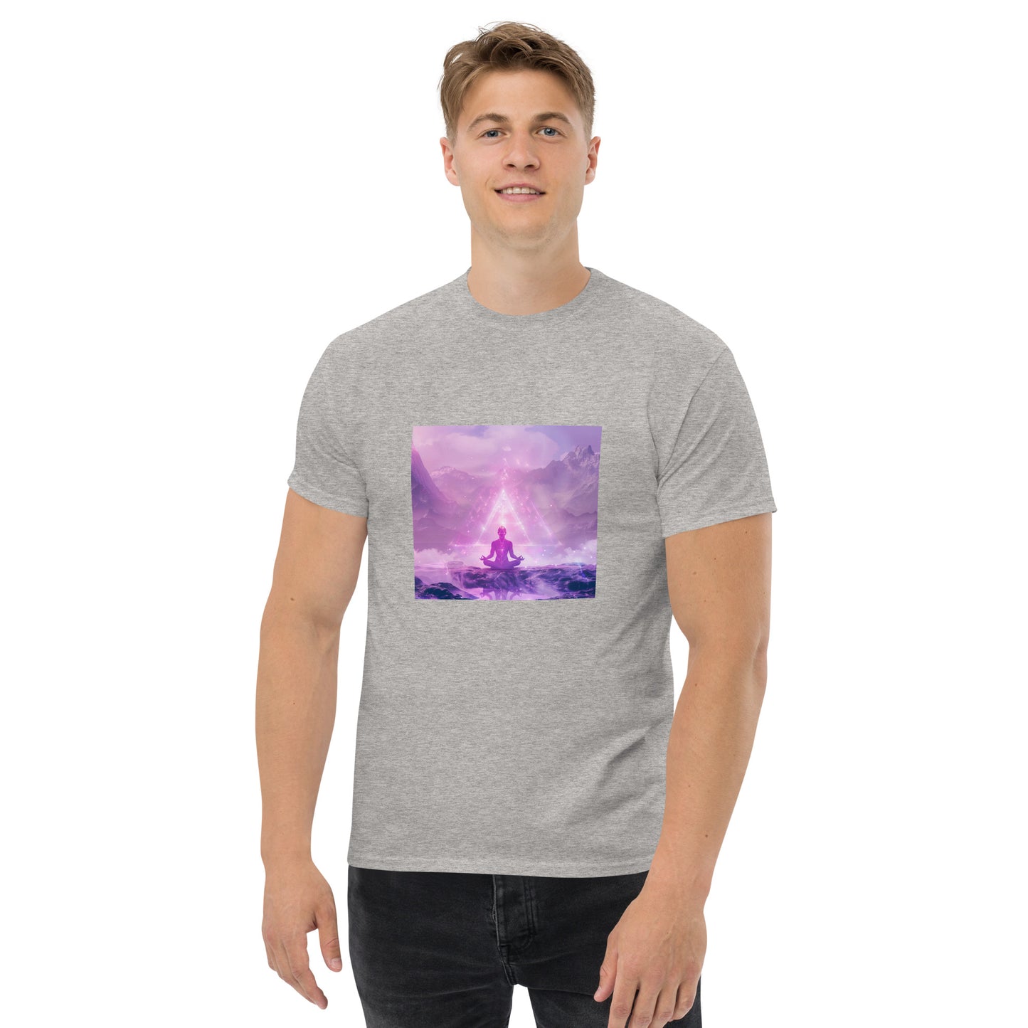 Classic unisex t-shirt purple meditation
