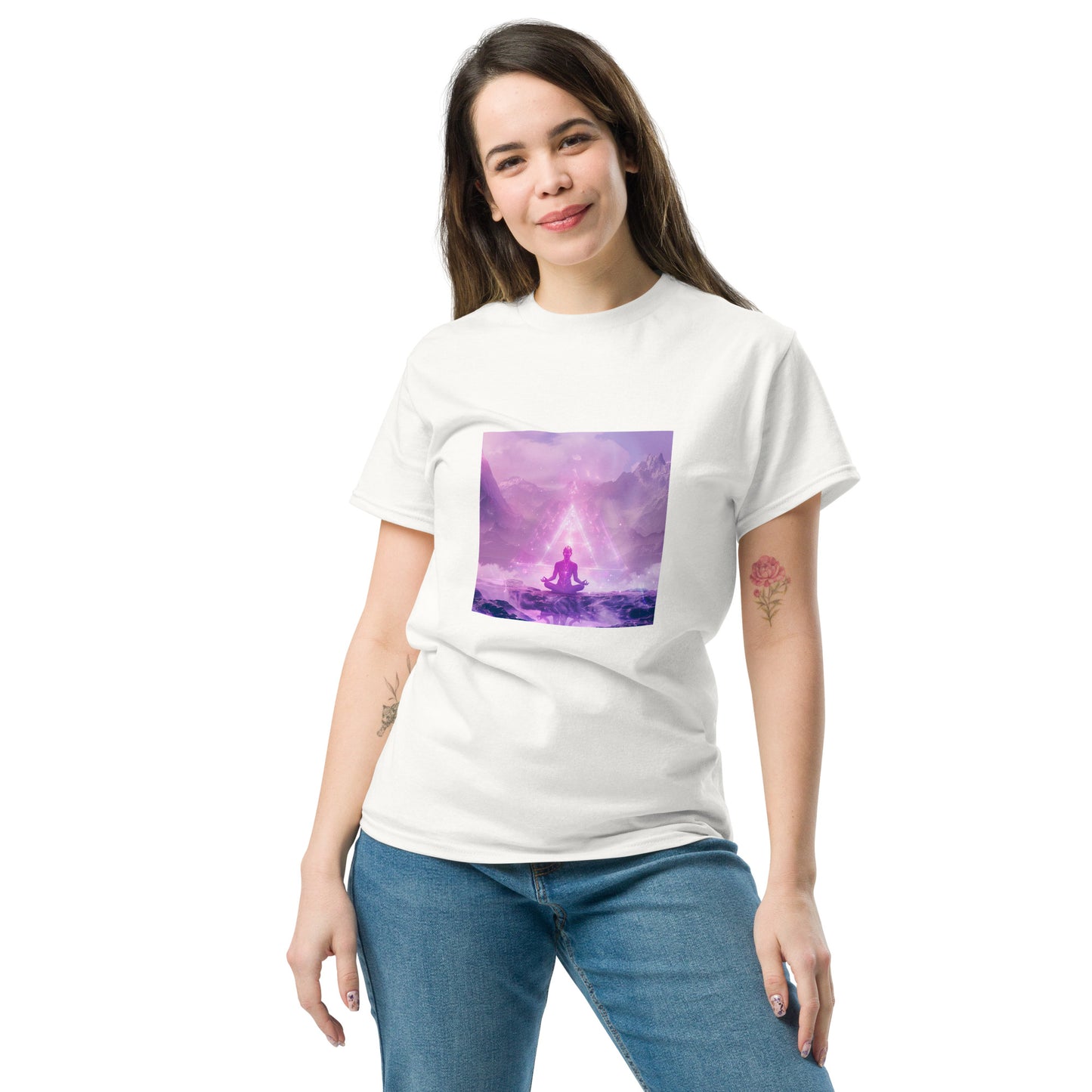 Classic unisex t-shirt purple meditation