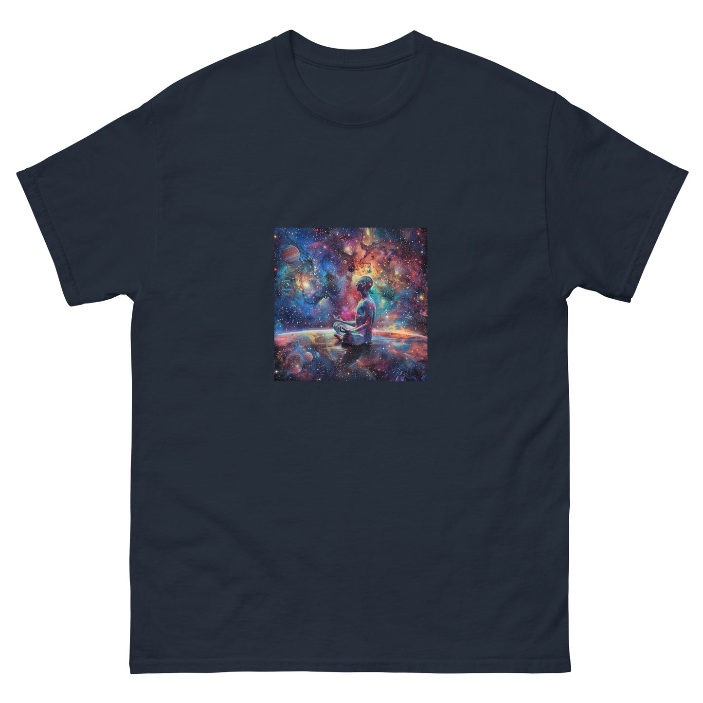 Camiseta clásica unisex meditación cosmos