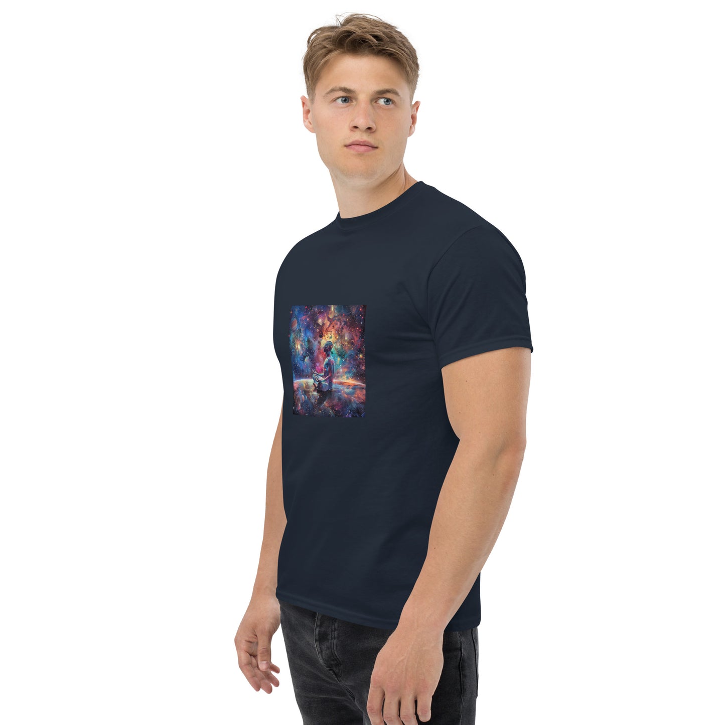 Camiseta clásica unisex meditación cosmos