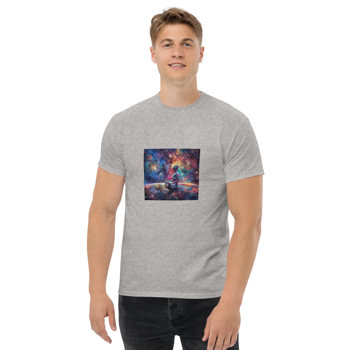 Camiseta clásica unisex meditación cosmos