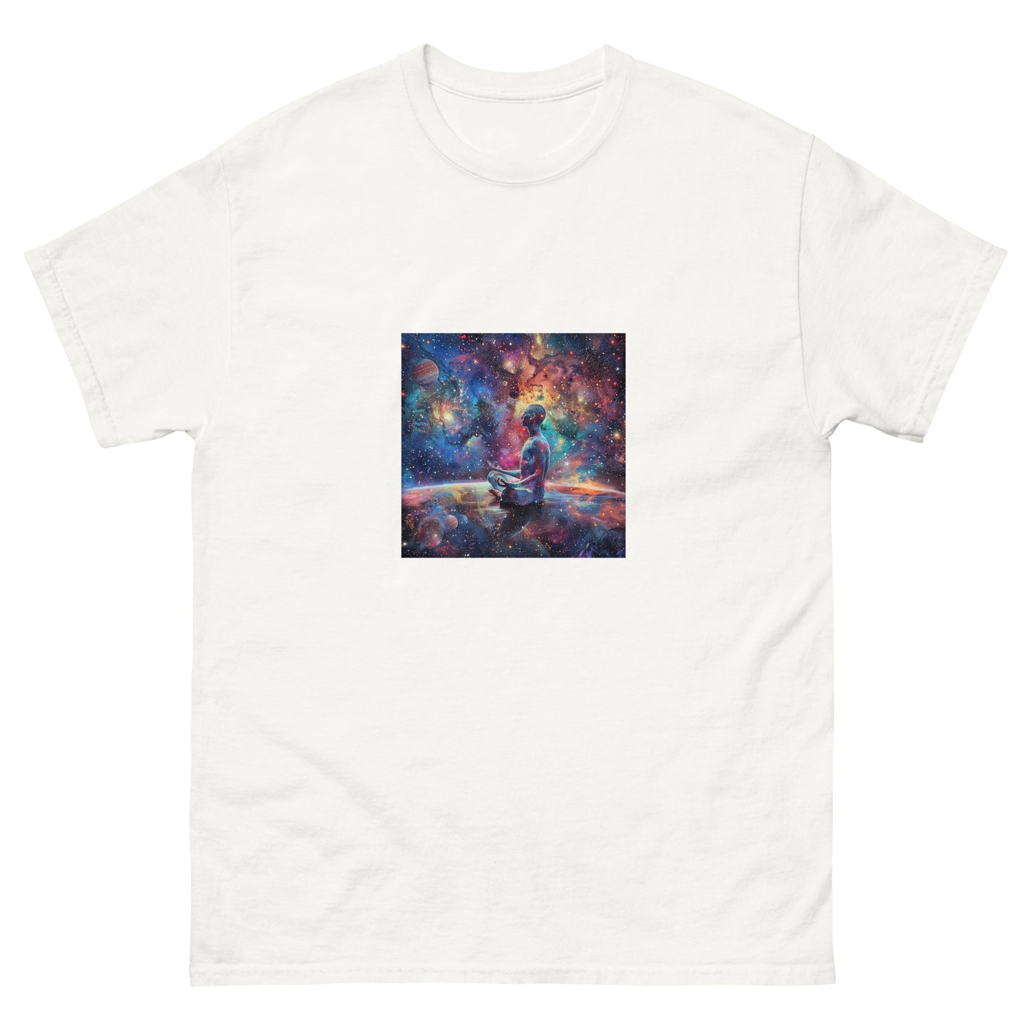 Camiseta clásica unisex meditación cosmos