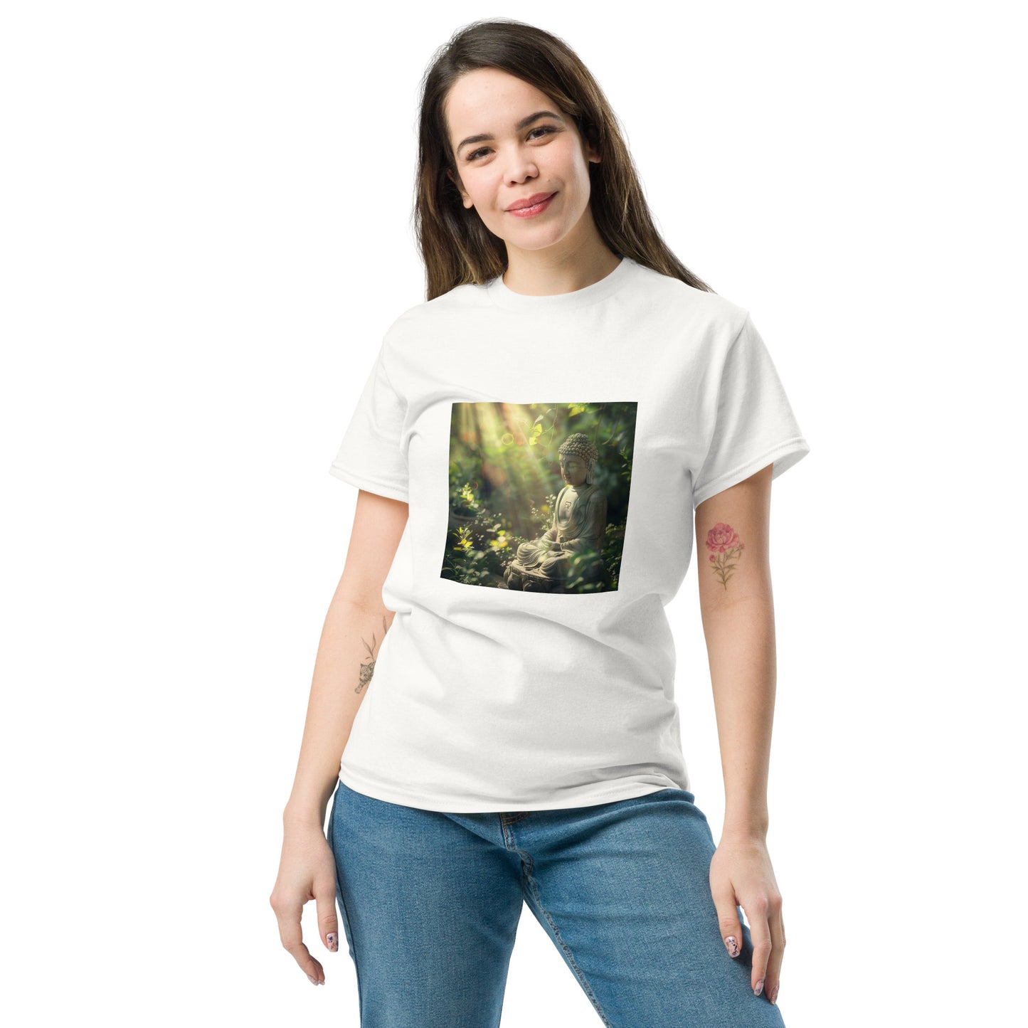 Camiseta clásica unisex buda verde