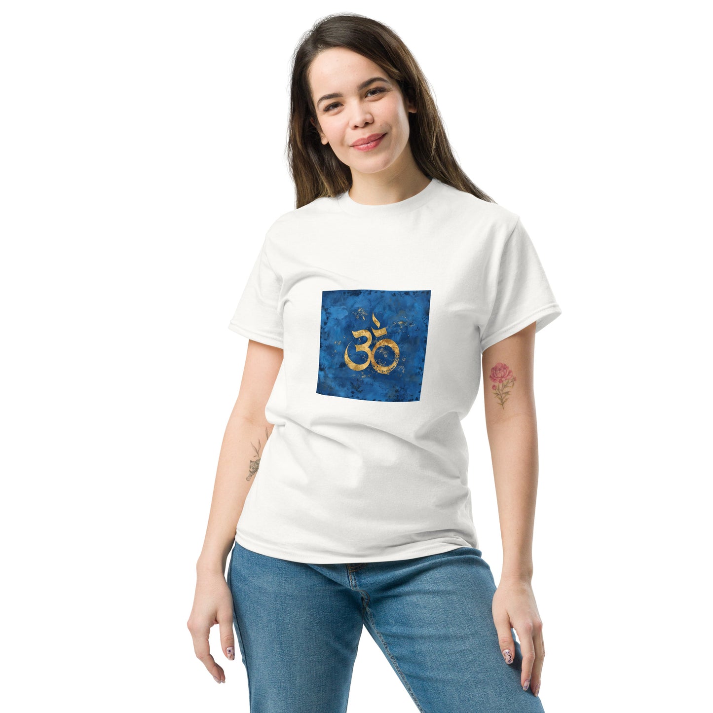 Camiseta clásica unisex simbolo OM azul