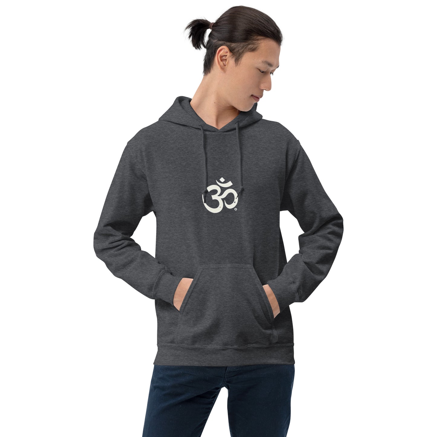 Sudadera con capucha unisex simbolo OM blanco