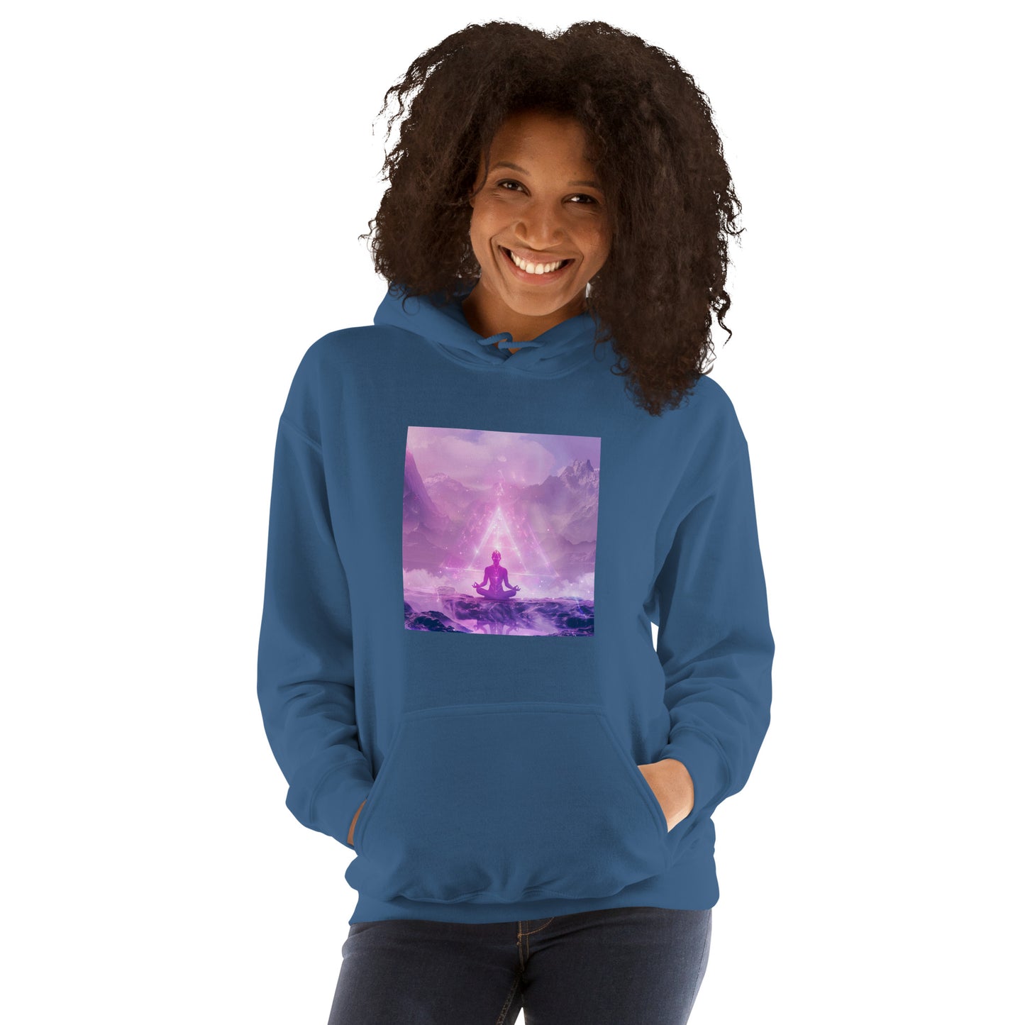 Sudadera con capucha unisex meditación lila