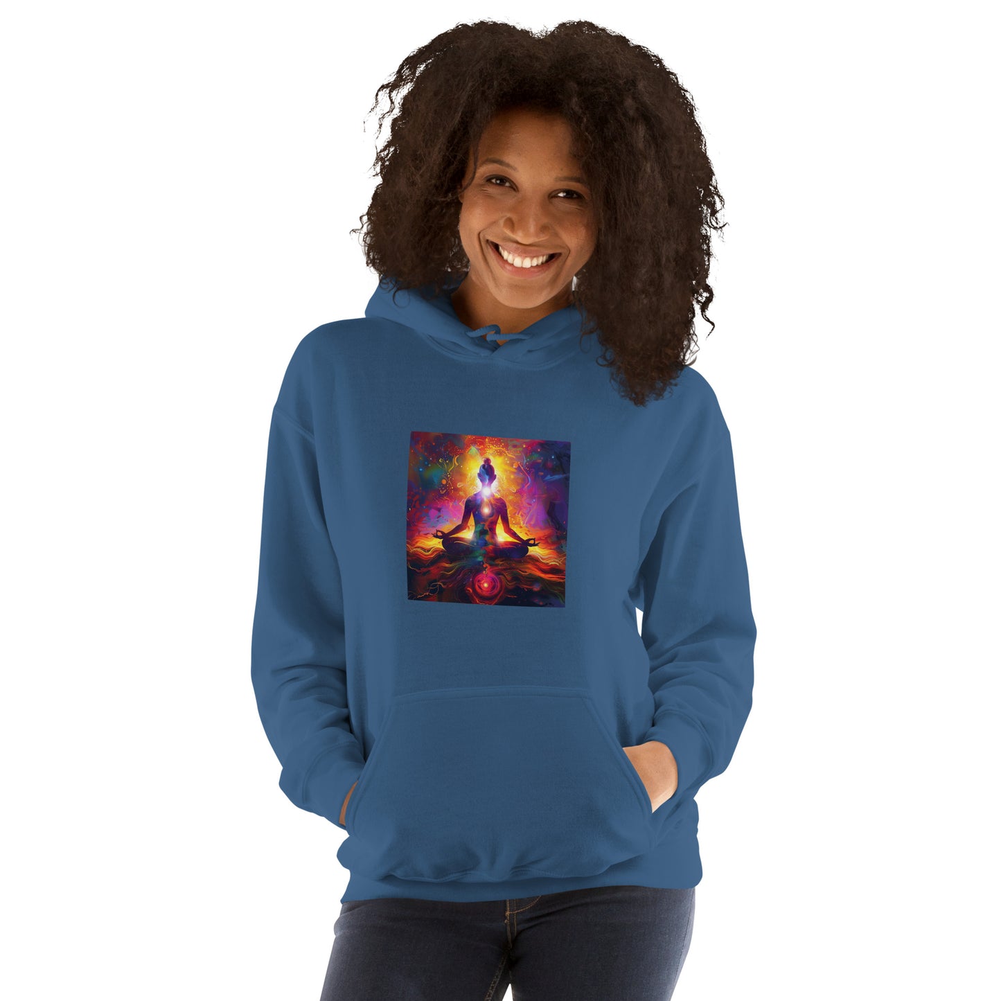 Sudadera con capucha unisex meditación cosmos