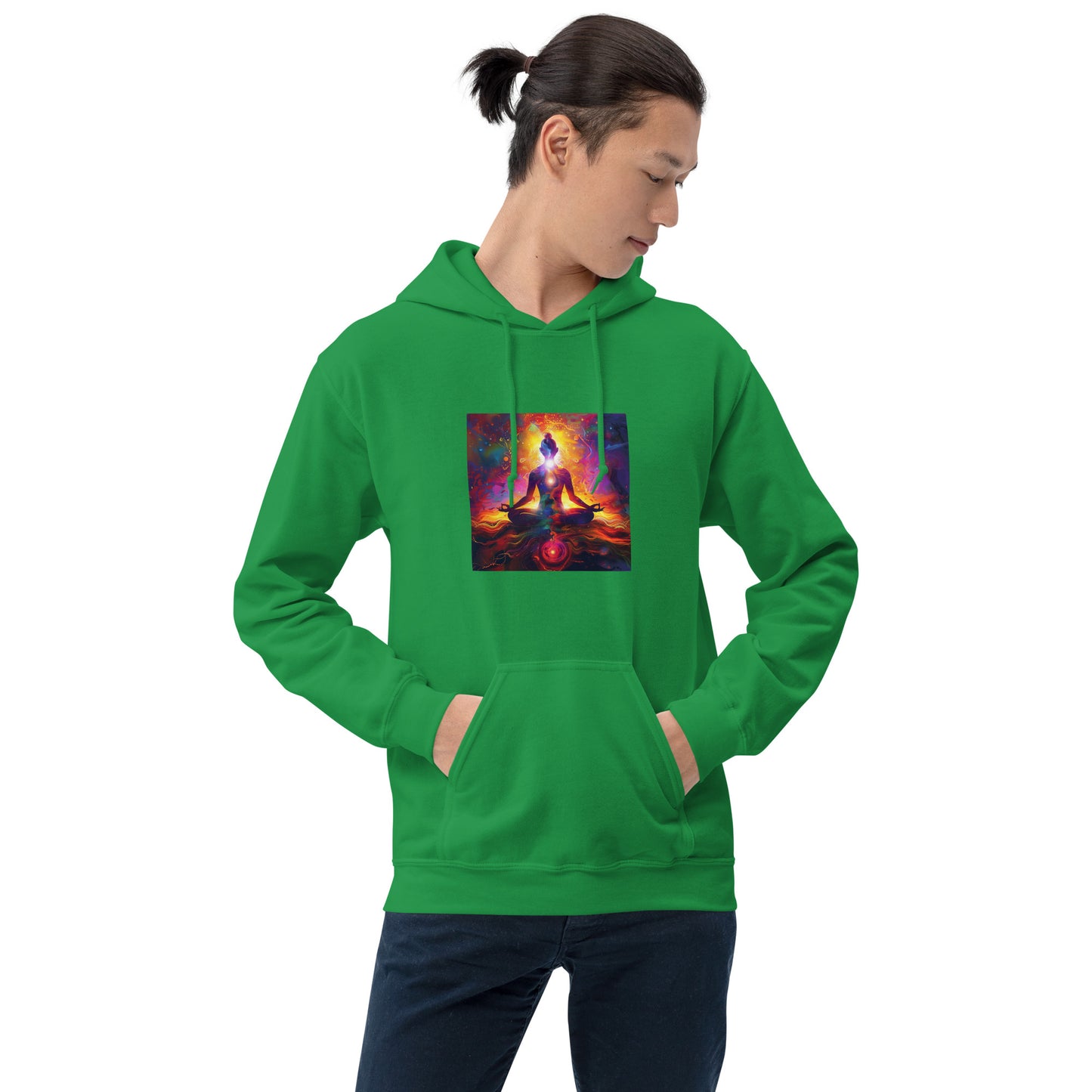 Sudadera con capucha unisex meditación cosmos