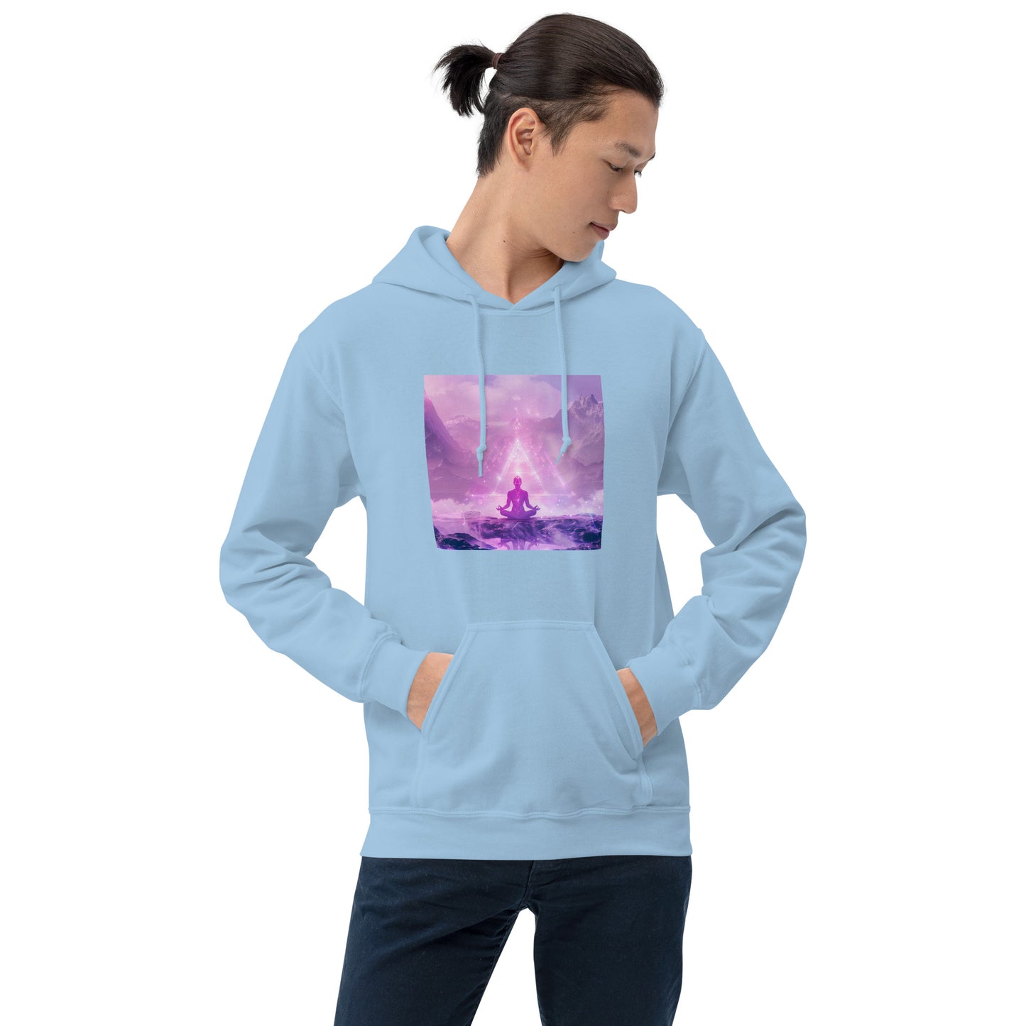 Sudadera con capucha unisex meditación lila