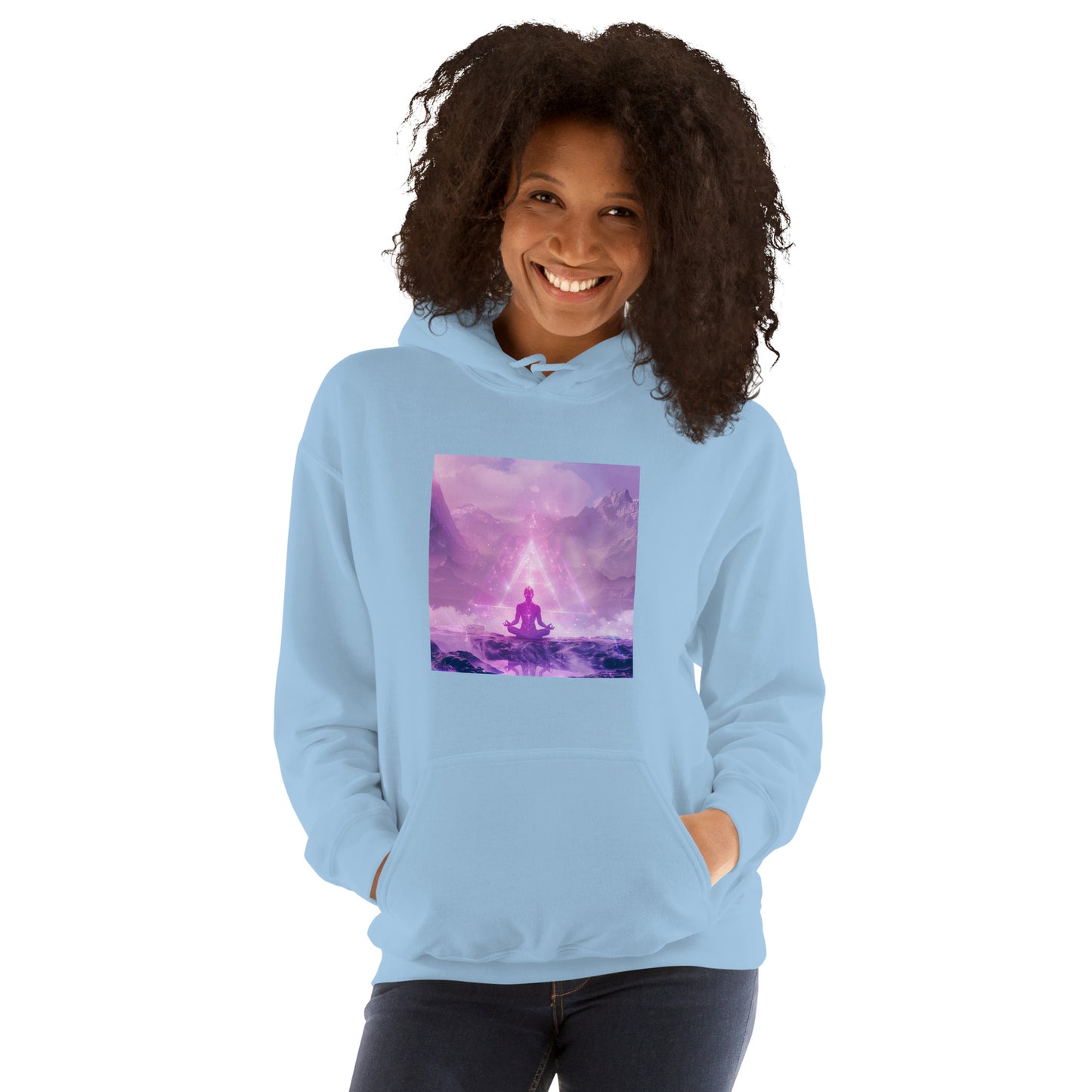 Sudadera con capucha unisex meditación lila