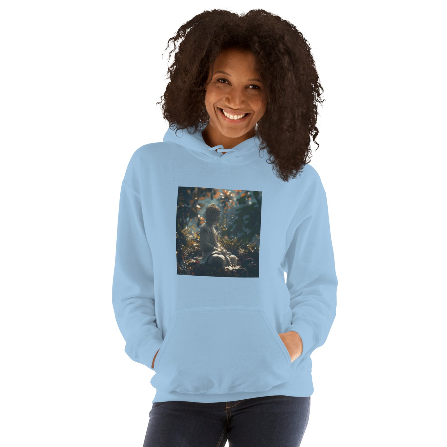 Sudadera con capucha unisex buda azul