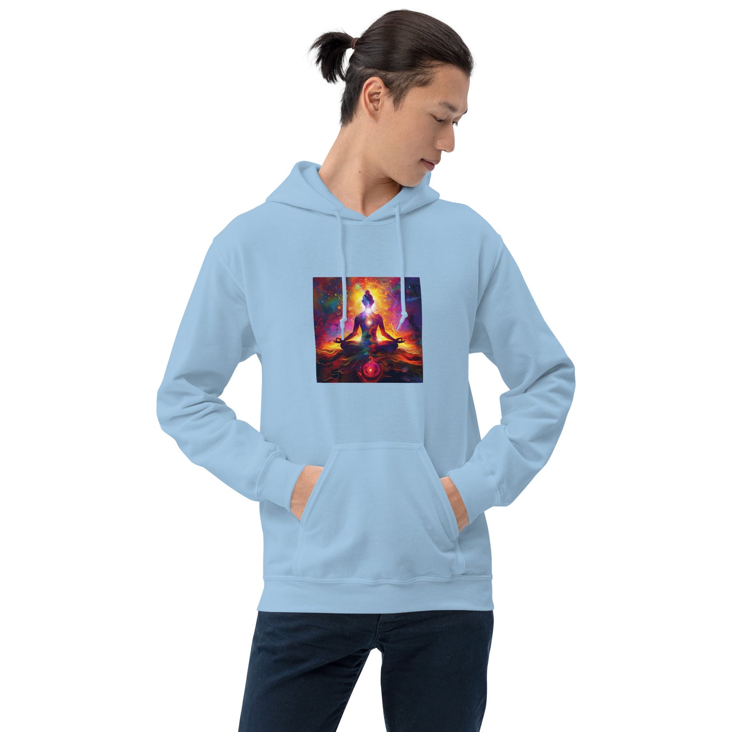 Sudadera con capucha unisex meditación cosmos