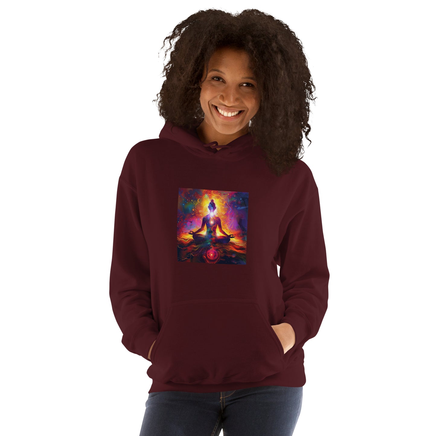 Sudadera con capucha unisex meditación cosmos