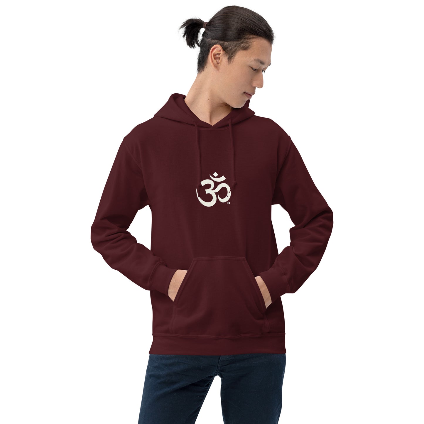 Sudadera con capucha unisex simbolo OM blanco