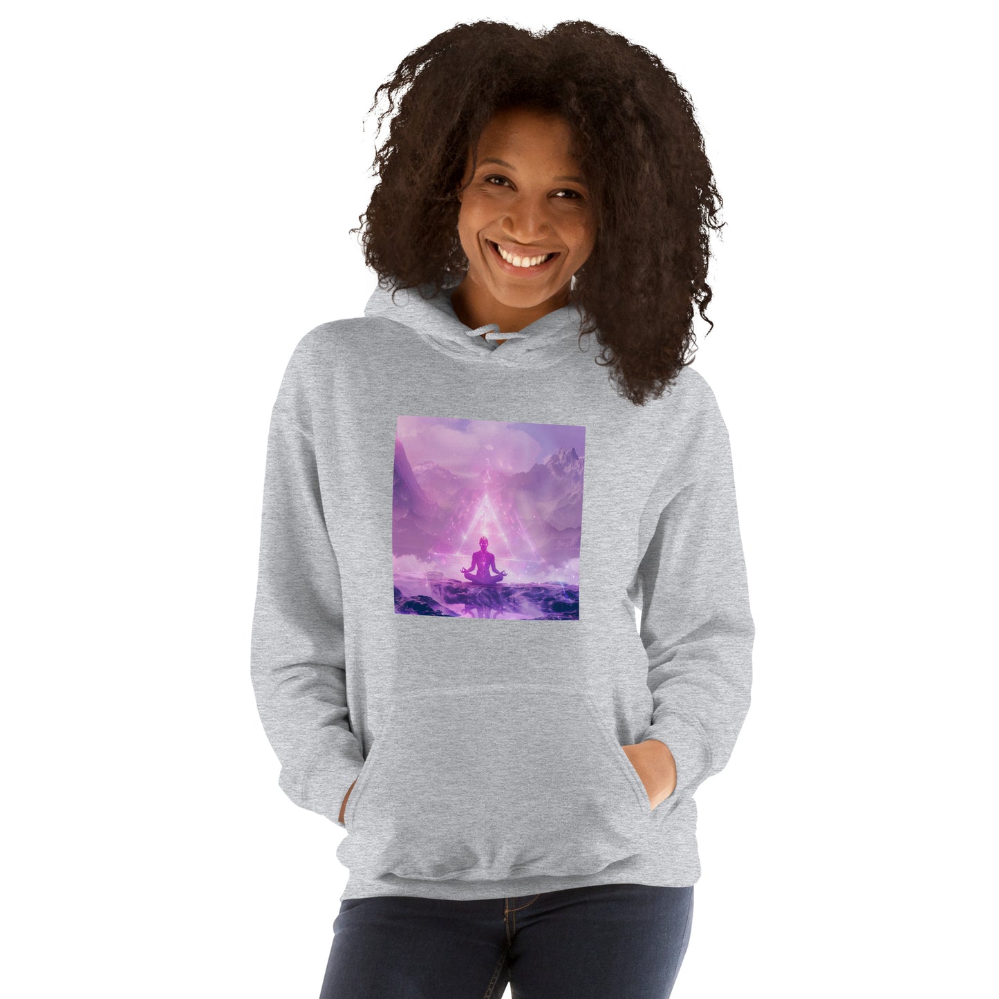 Sudadera con capucha unisex meditación lila