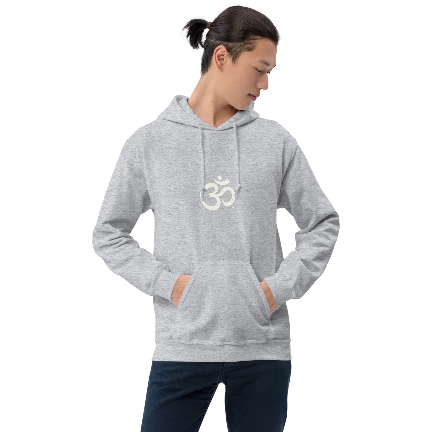 Sudadera con capucha unisex simbolo OM blanco