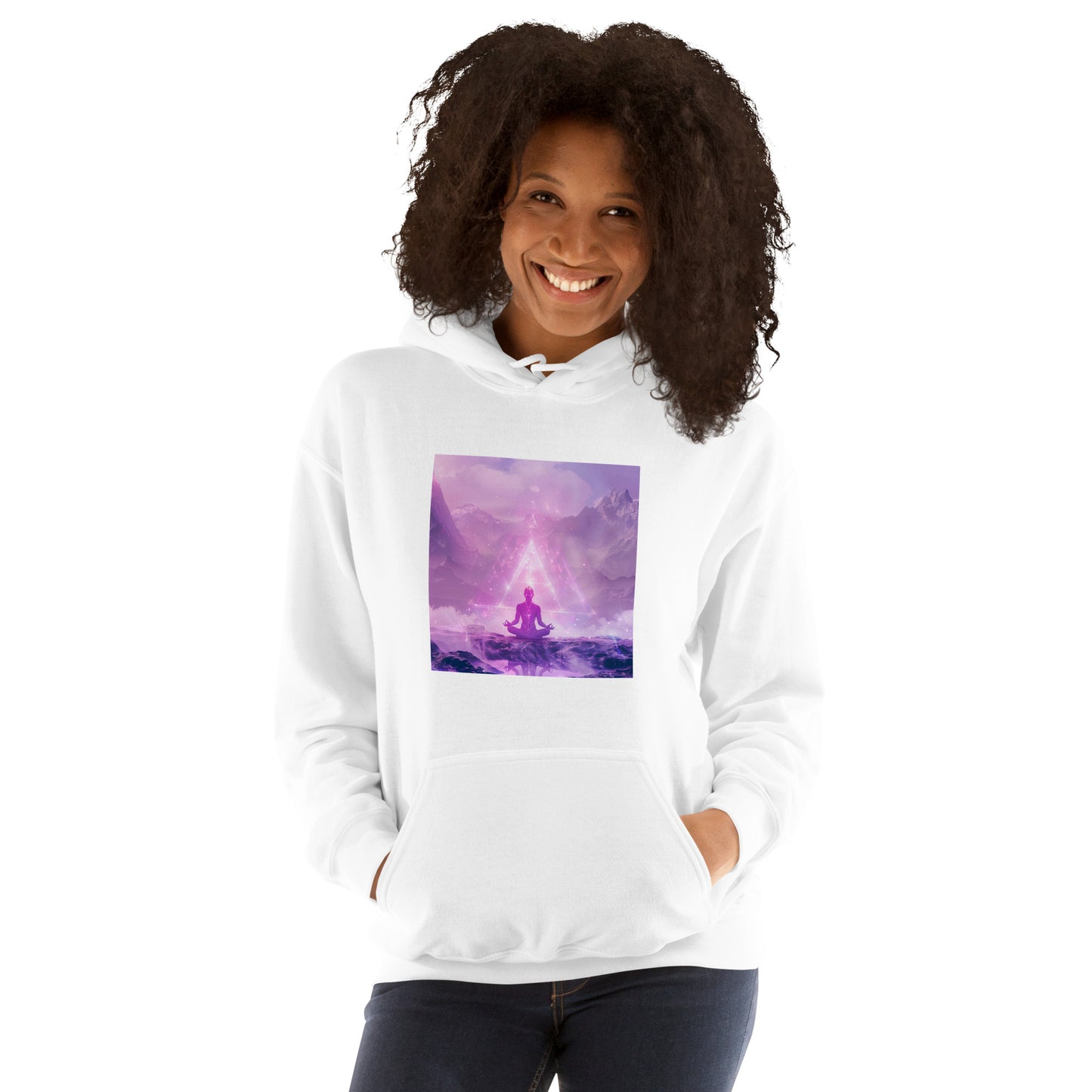 Sudadera con capucha unisex meditación lila