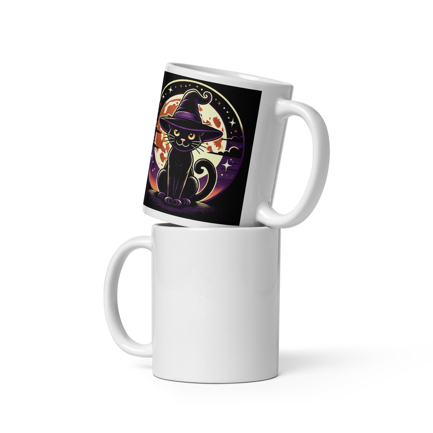 Taza blanca HALLOWEEN gato