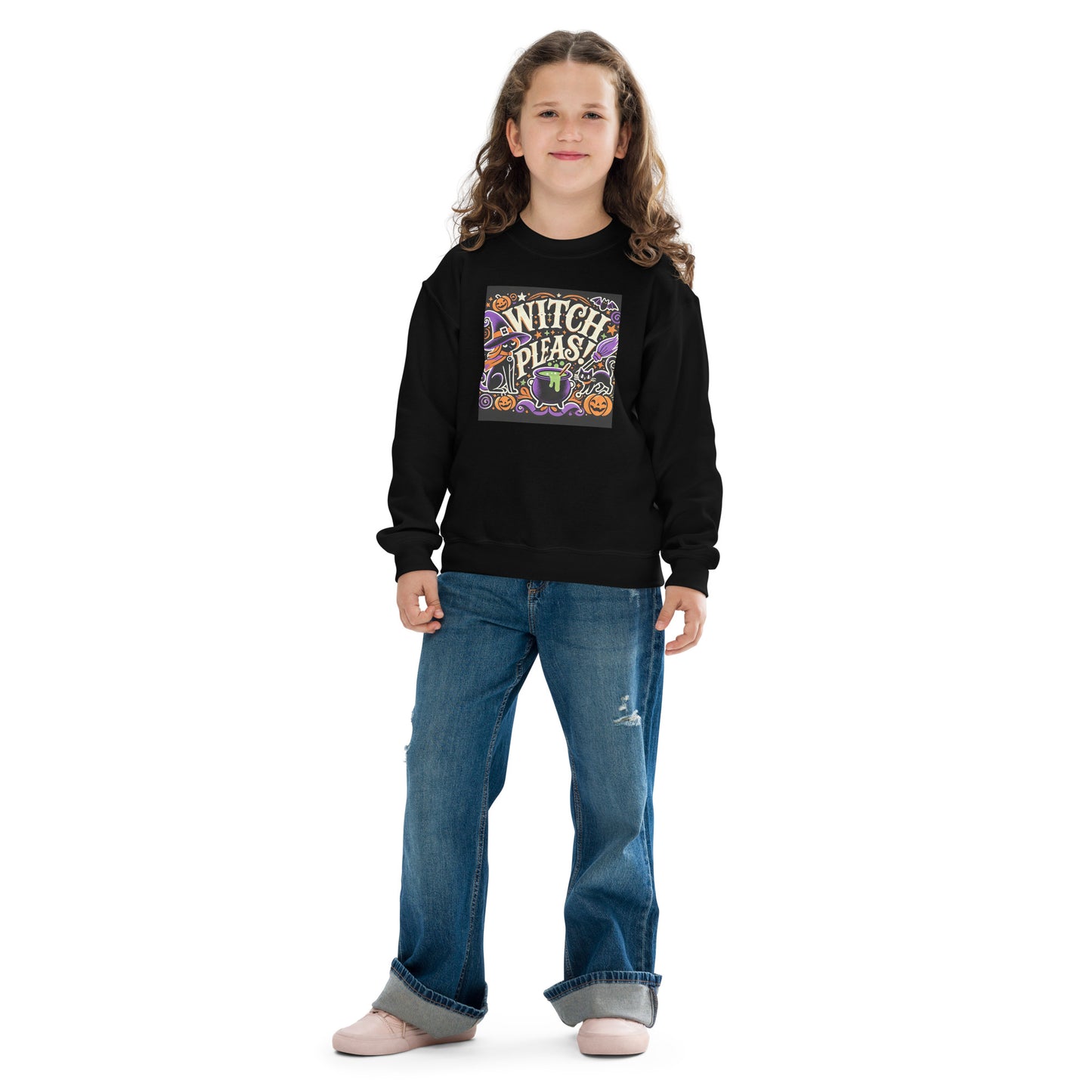 Unisex children's sweatshirt HALLOWEEN witch pleated